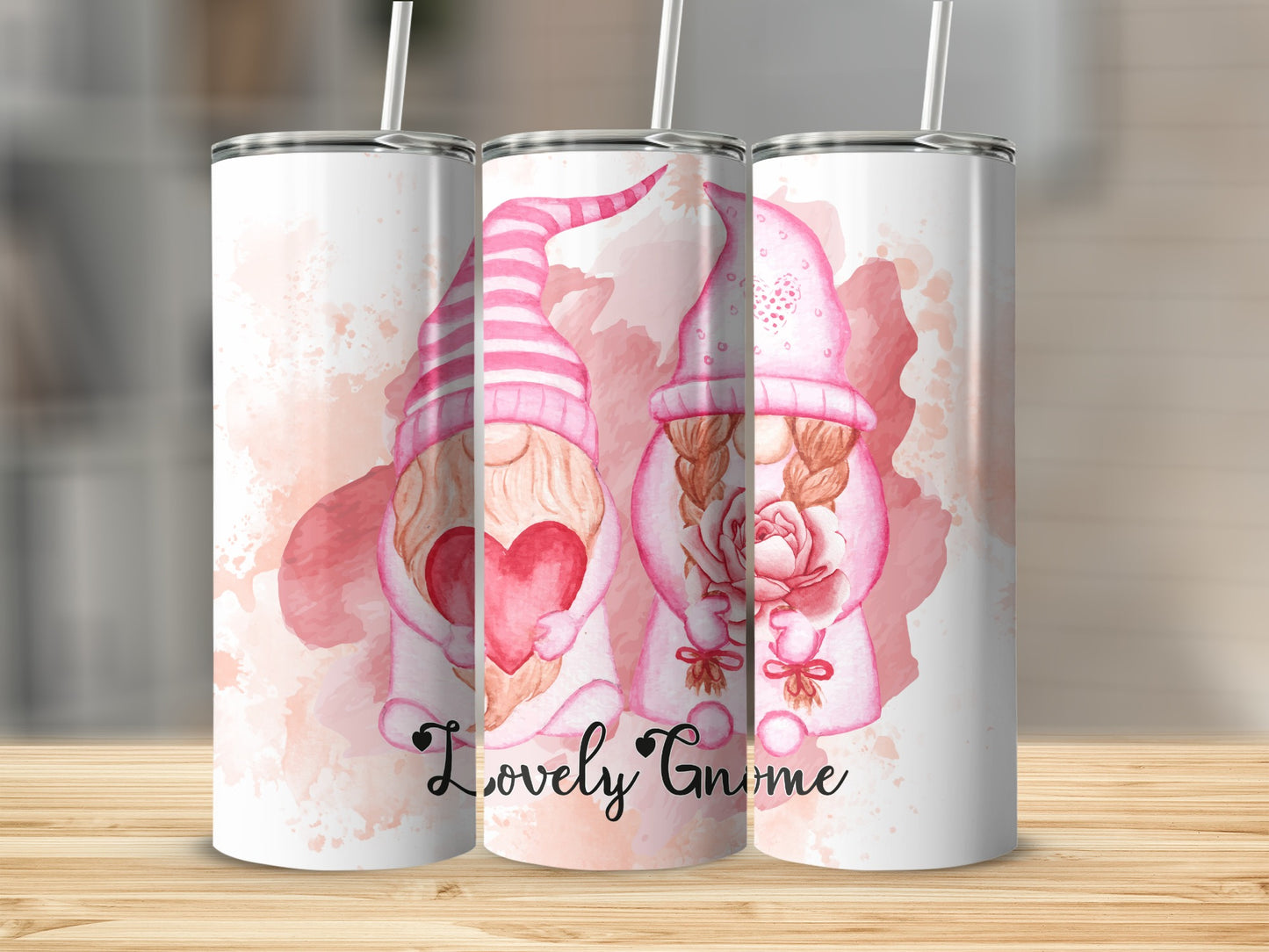 Cute Pink Gnome Tumbler with Heart Design for All