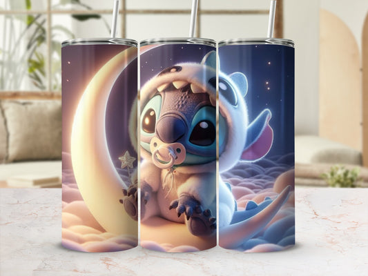 Adorable Baby Alien with Star and Moon Design Tumbler