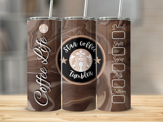 Starbucks Inspired Coffee Life Customizable Tumbler