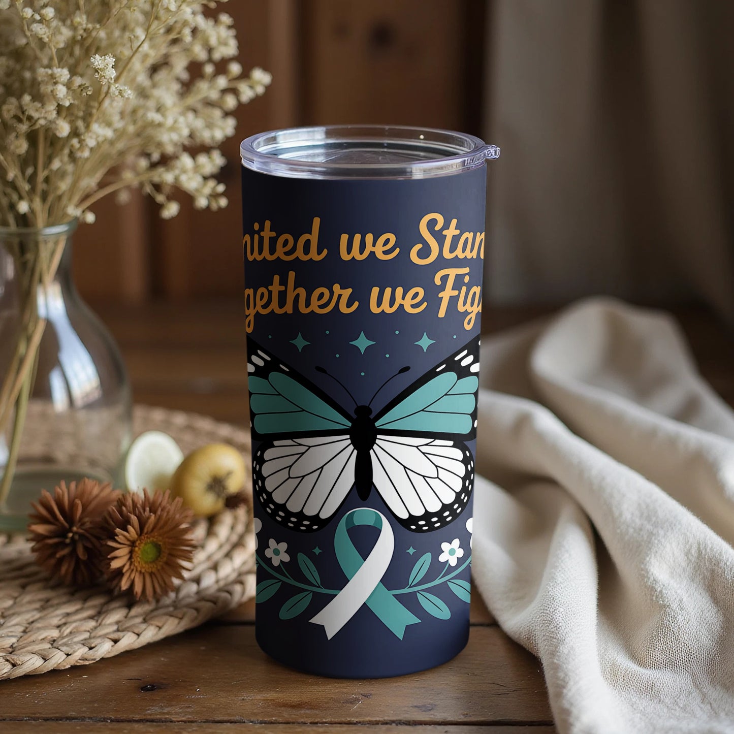 United we Stand together we Fight Butterfly Tumbler