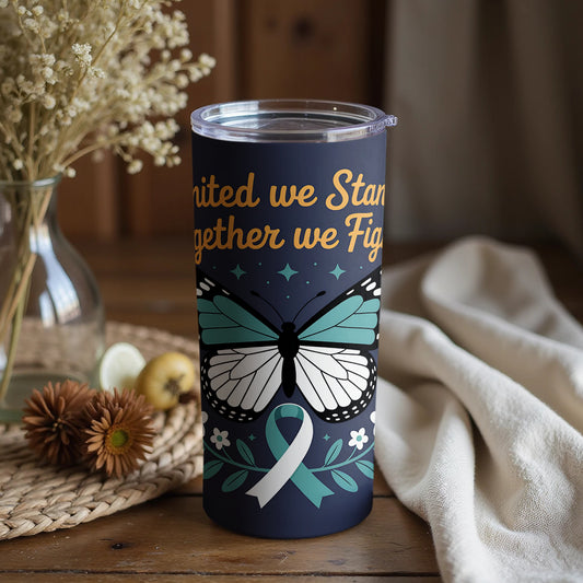 United we Stand together we Fight Butterfly Tumbler