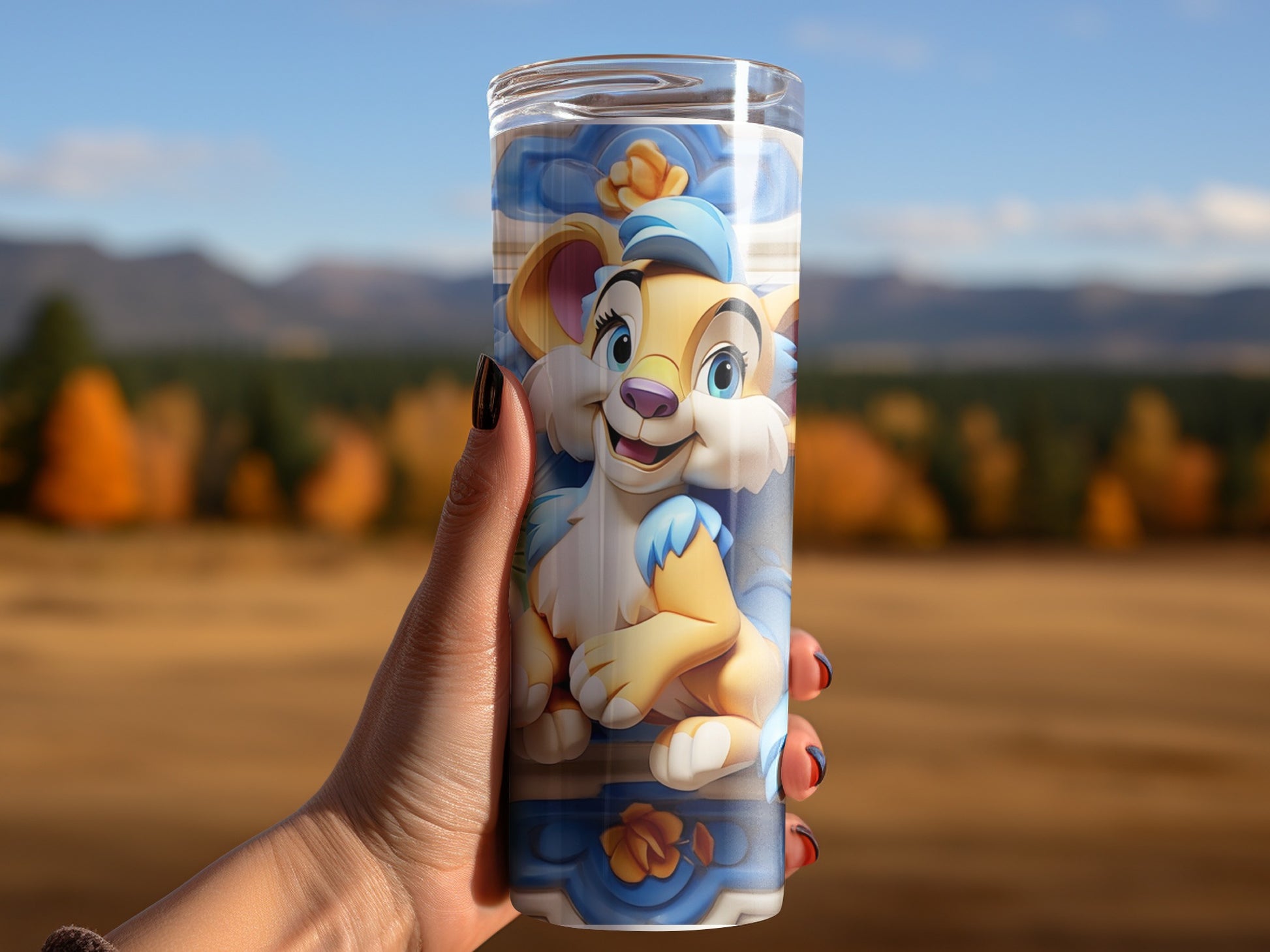 Cute Cartoon Animal Character Printed Tumbler