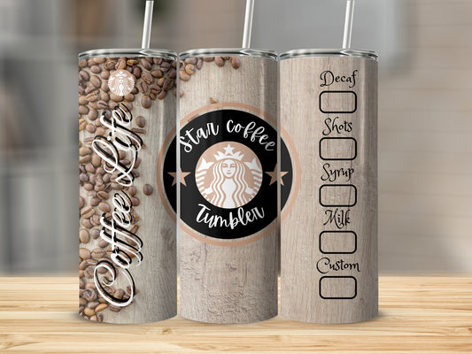 Star Coffee Tumbler Customizable Drink Order Flask