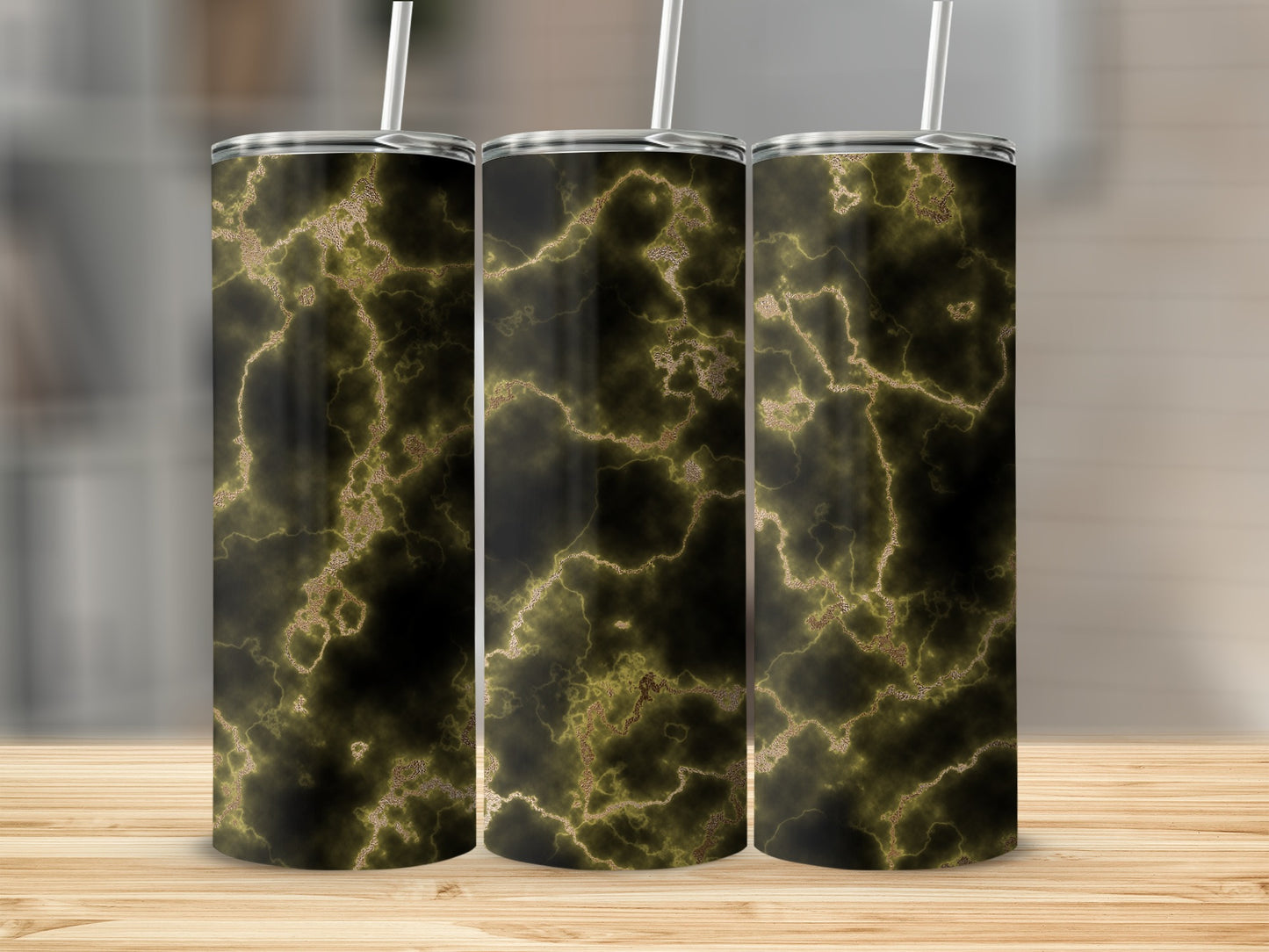Elegant Onyx Veins and Earthy Tones Abstract Design Tumblers