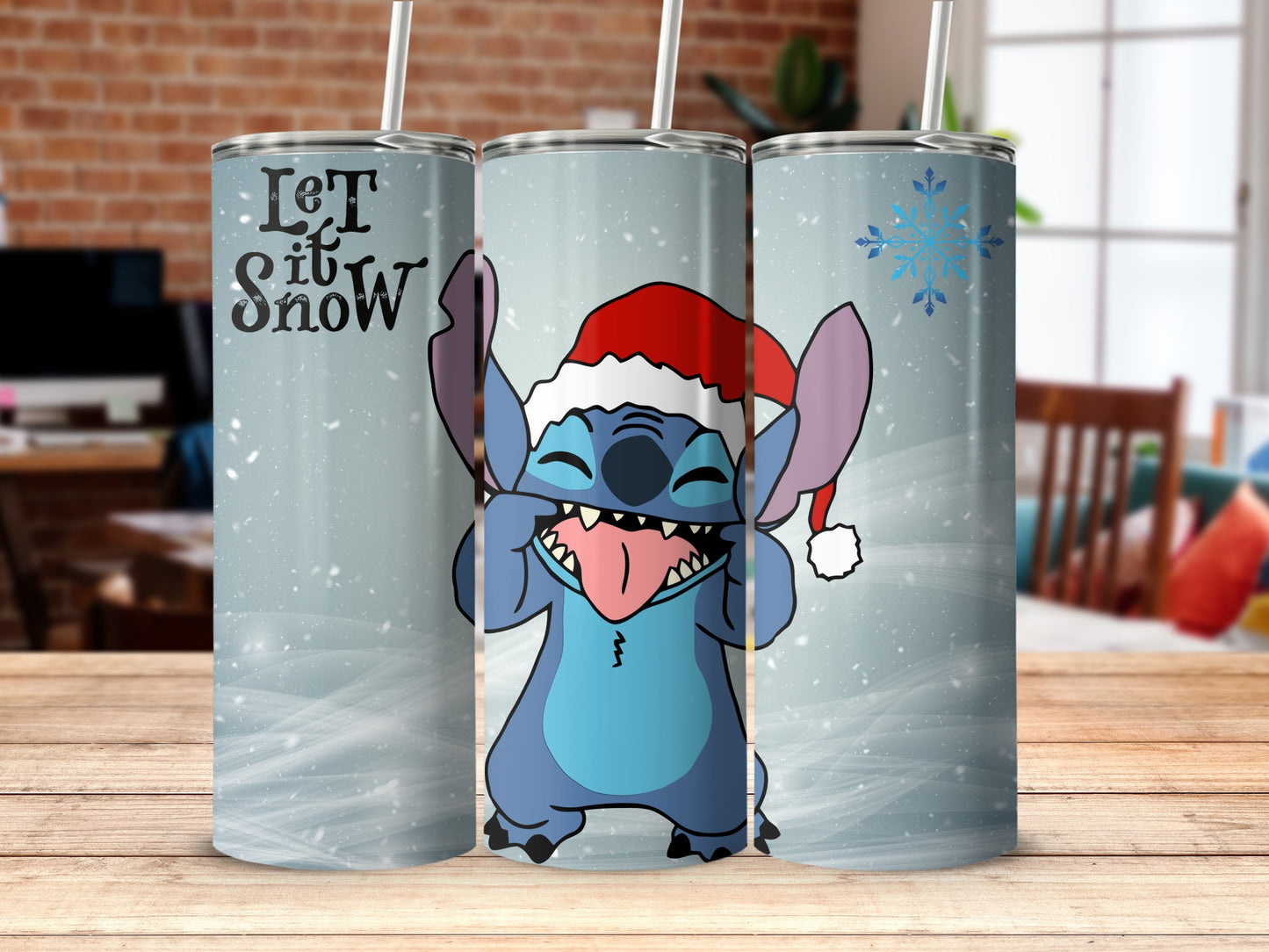 Christmas Themed Blue Character Stainless Steel Tumbler