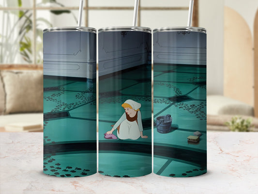 Cinderella Cleaning Scene Tumbler with Straw