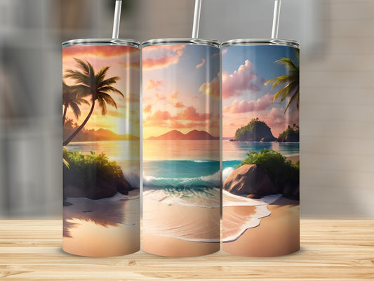 Scenic Beach Sunset Design Insulated Tumbler Product