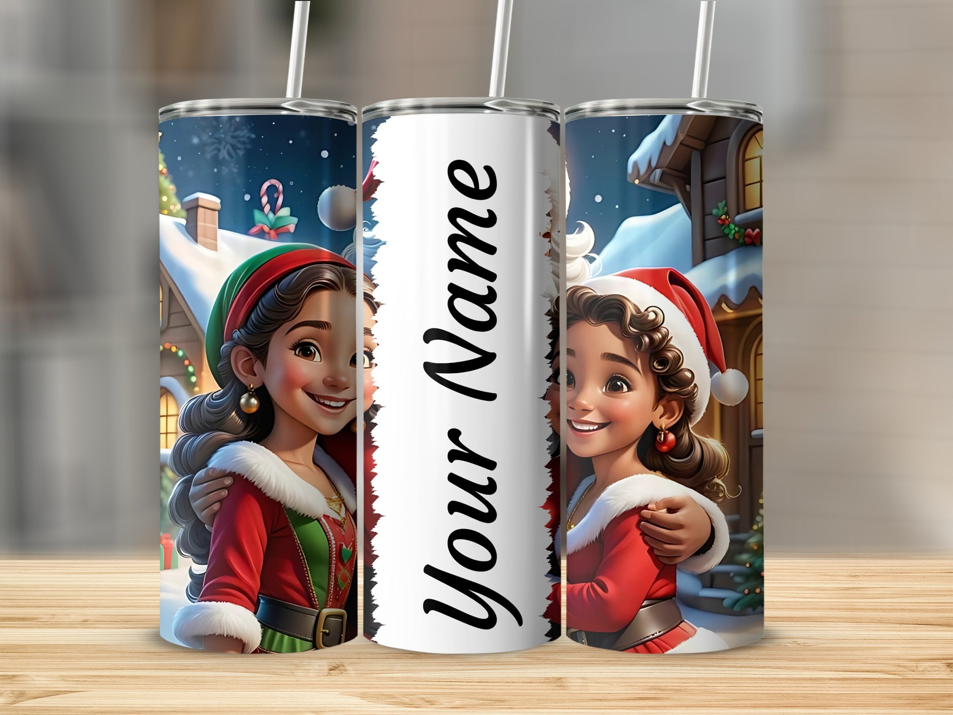 Personalized Christmas Themed Tumbler With Your Name