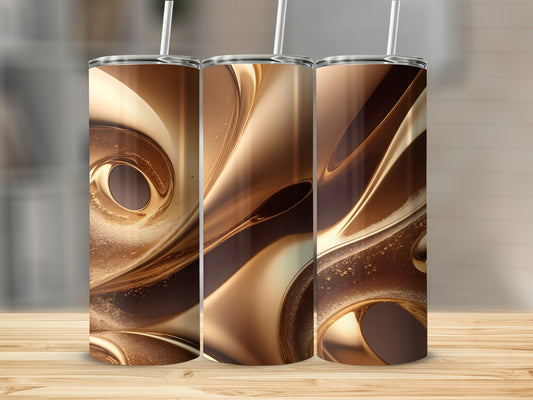 Golden Brown Abstract Liquid Swirl Tumbler product type