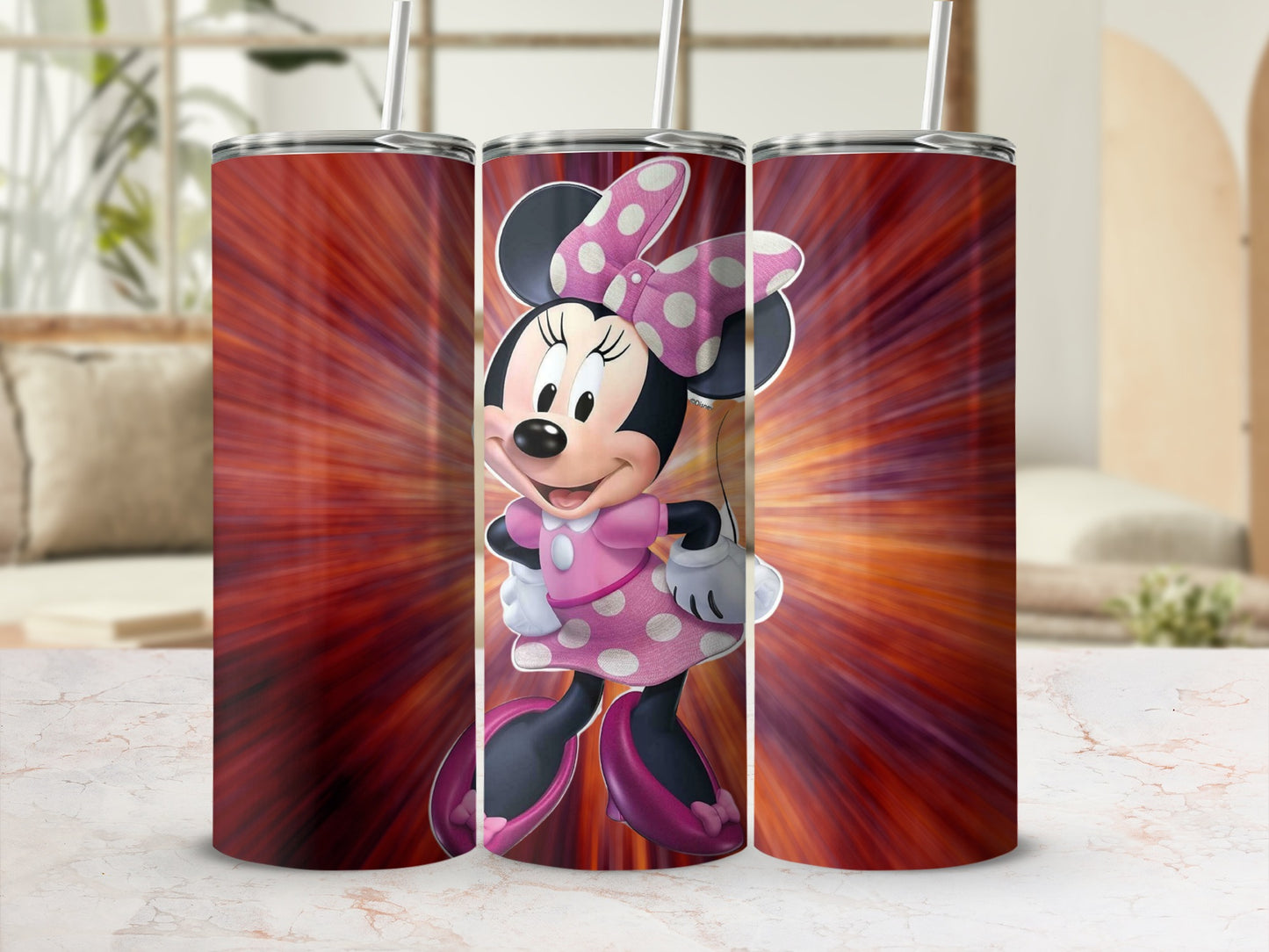 Colorful Minnie Mouse Design Stainless Steel Tumbler