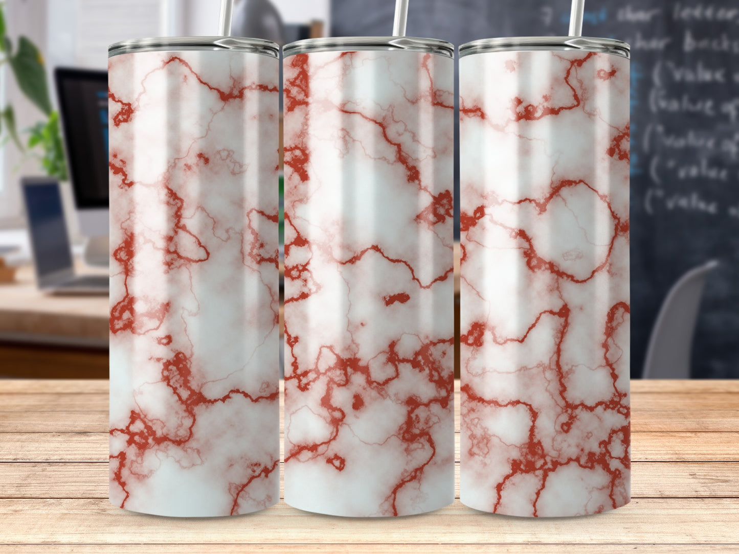 Red Veined Marble Design White Background Tumbler product type