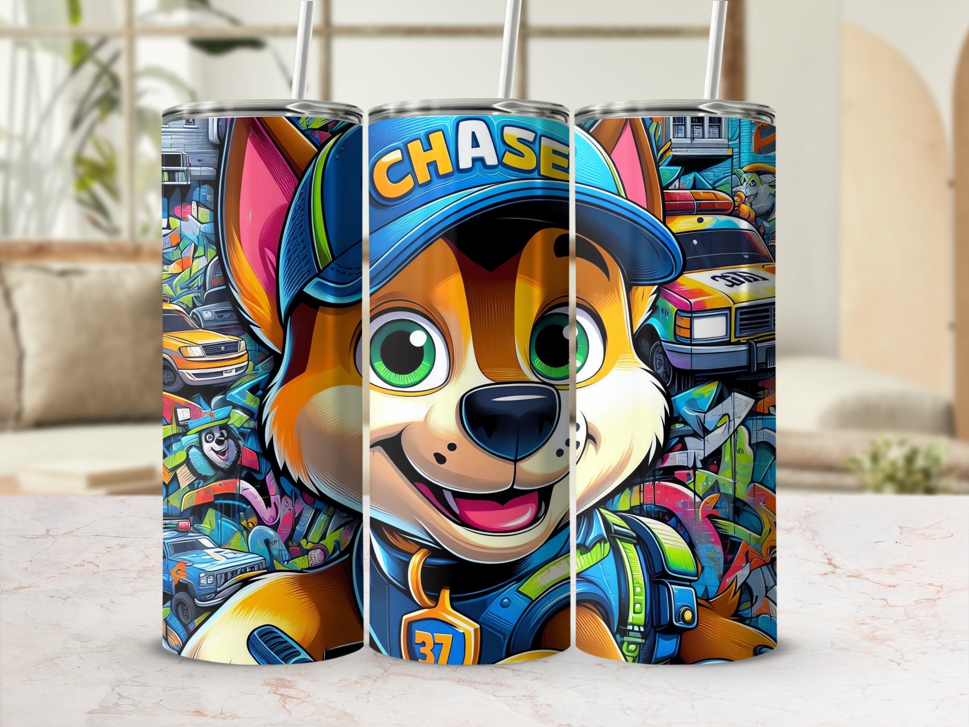 Colorful Cartoon Dog Character on Tumbler Kid's Cup