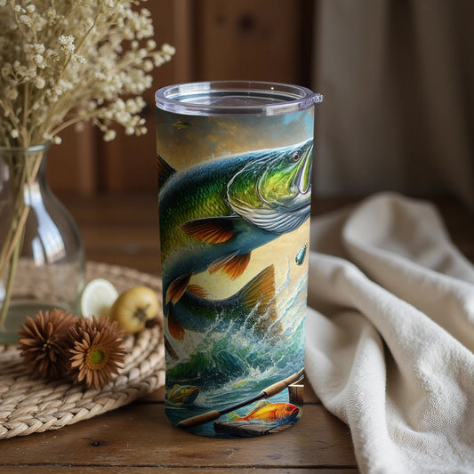 Lively Fishing Scene Design on a Tumbler Product