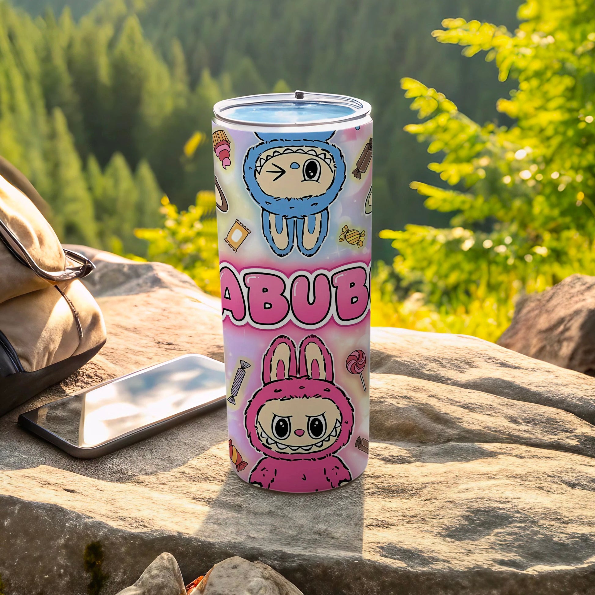 Cute ABUB Characters on Colorful Travel Mug Product
