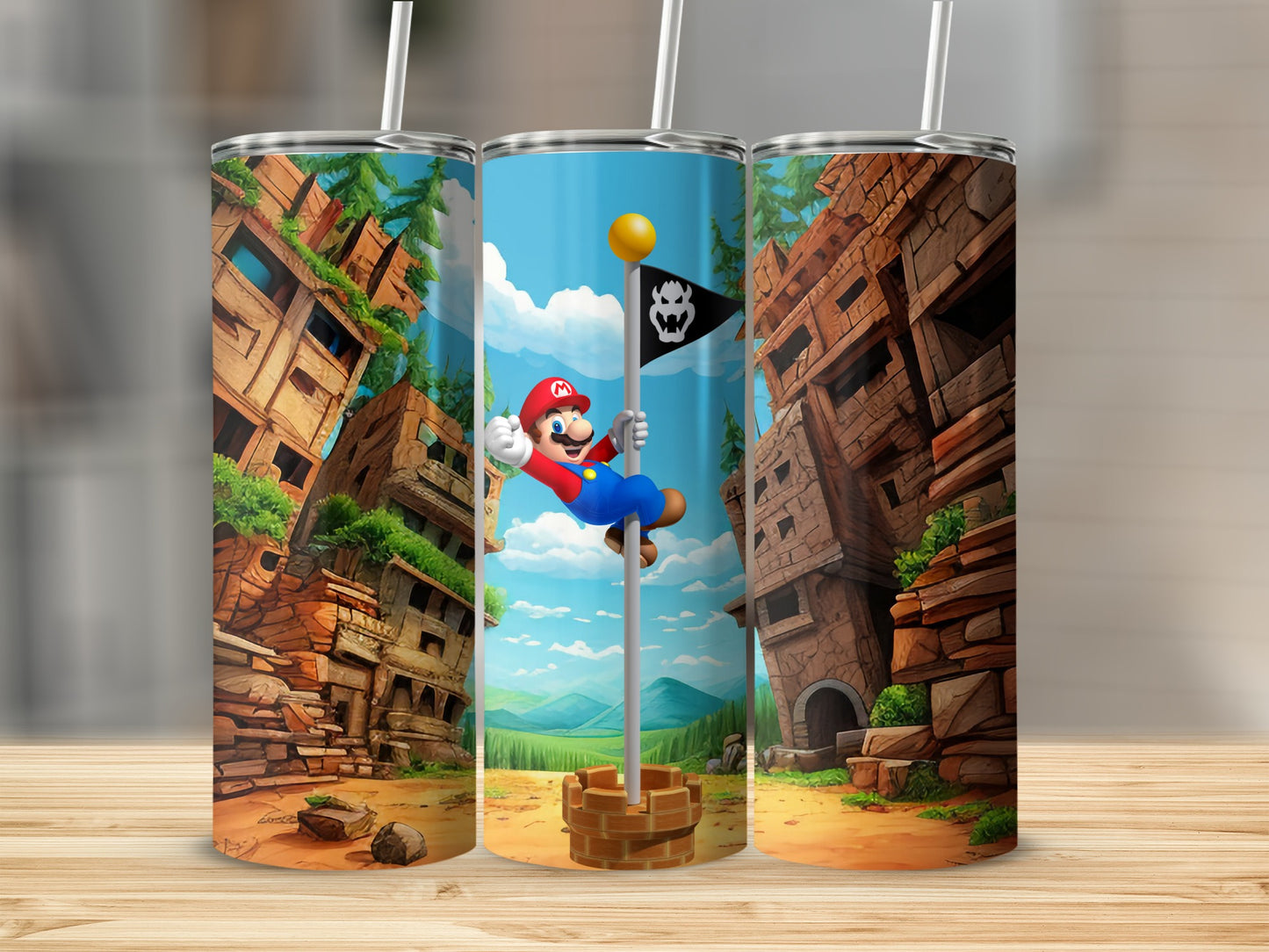 Mario Flag Victory Scene Tumbler 20oz Drinkware