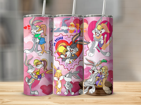 Cartoon Rabbit Characters Romantic Theme Tumbler