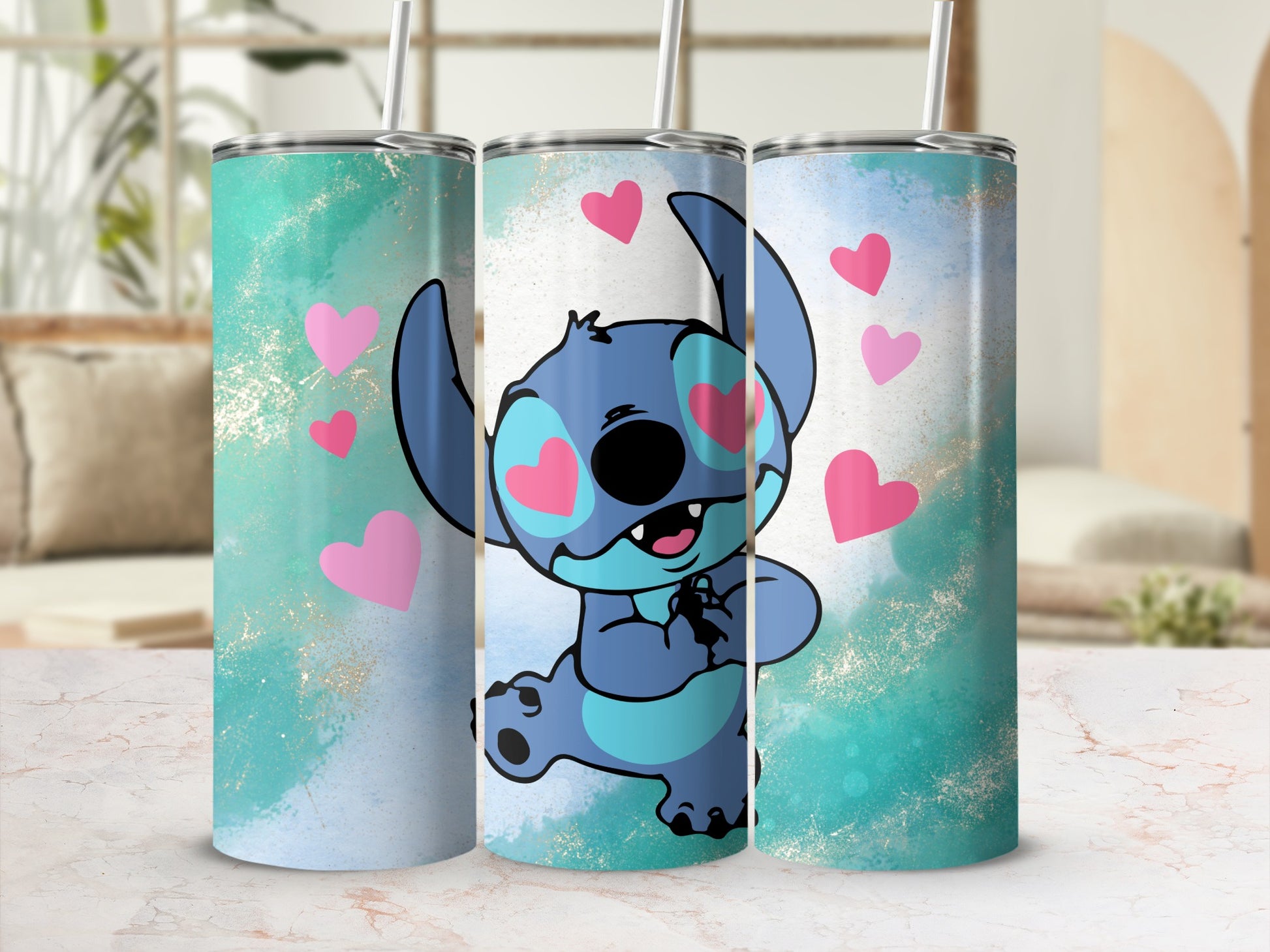 Adorable Cartoon Character with Hearts Tumbler Cup