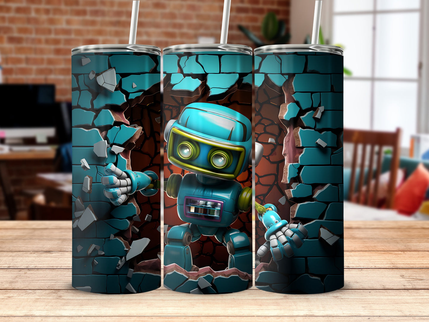 Robot Bursting Through Wall Tumbler Design