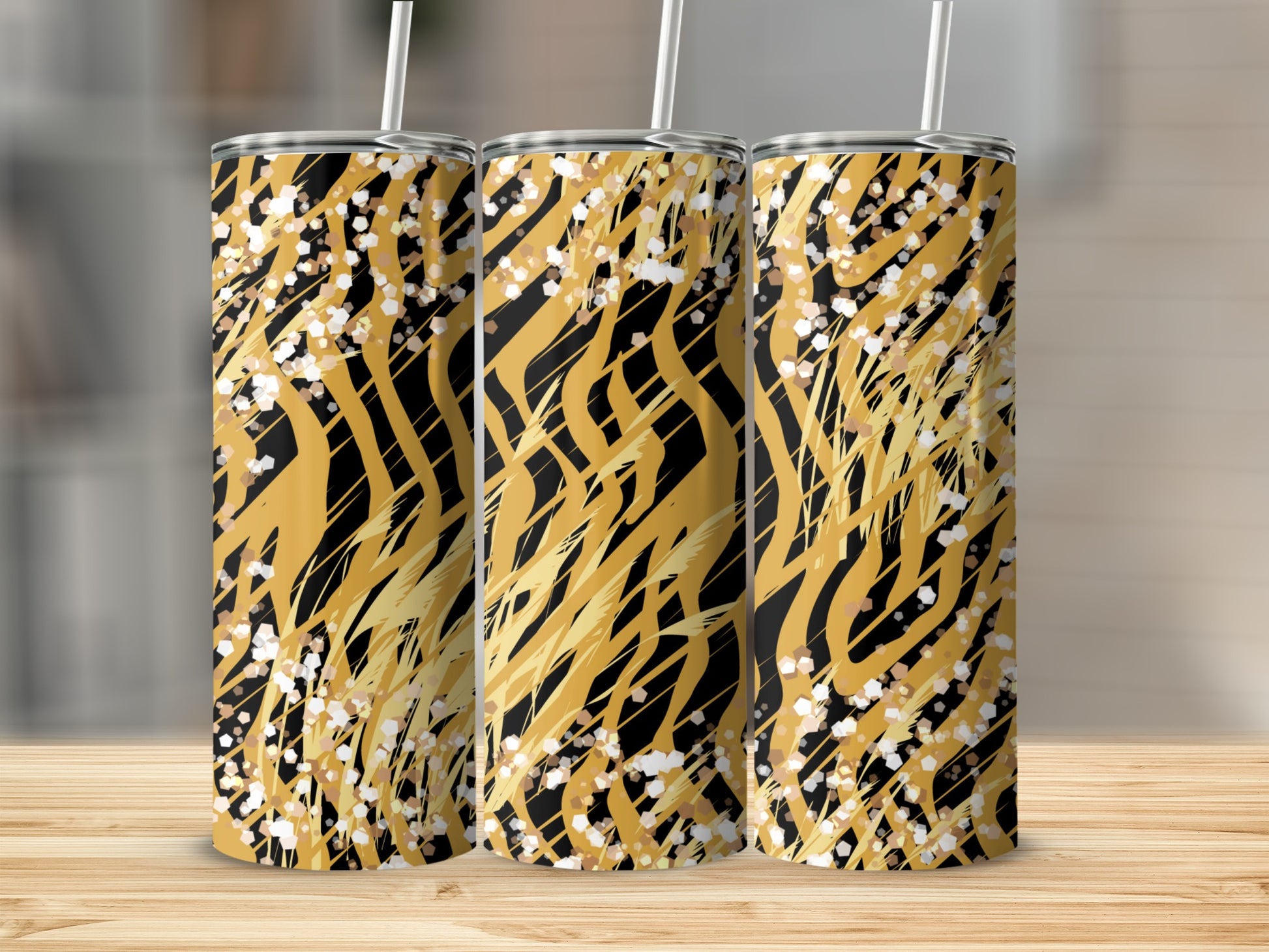 Abstract Gold and Black Pattern Tumbler Product
