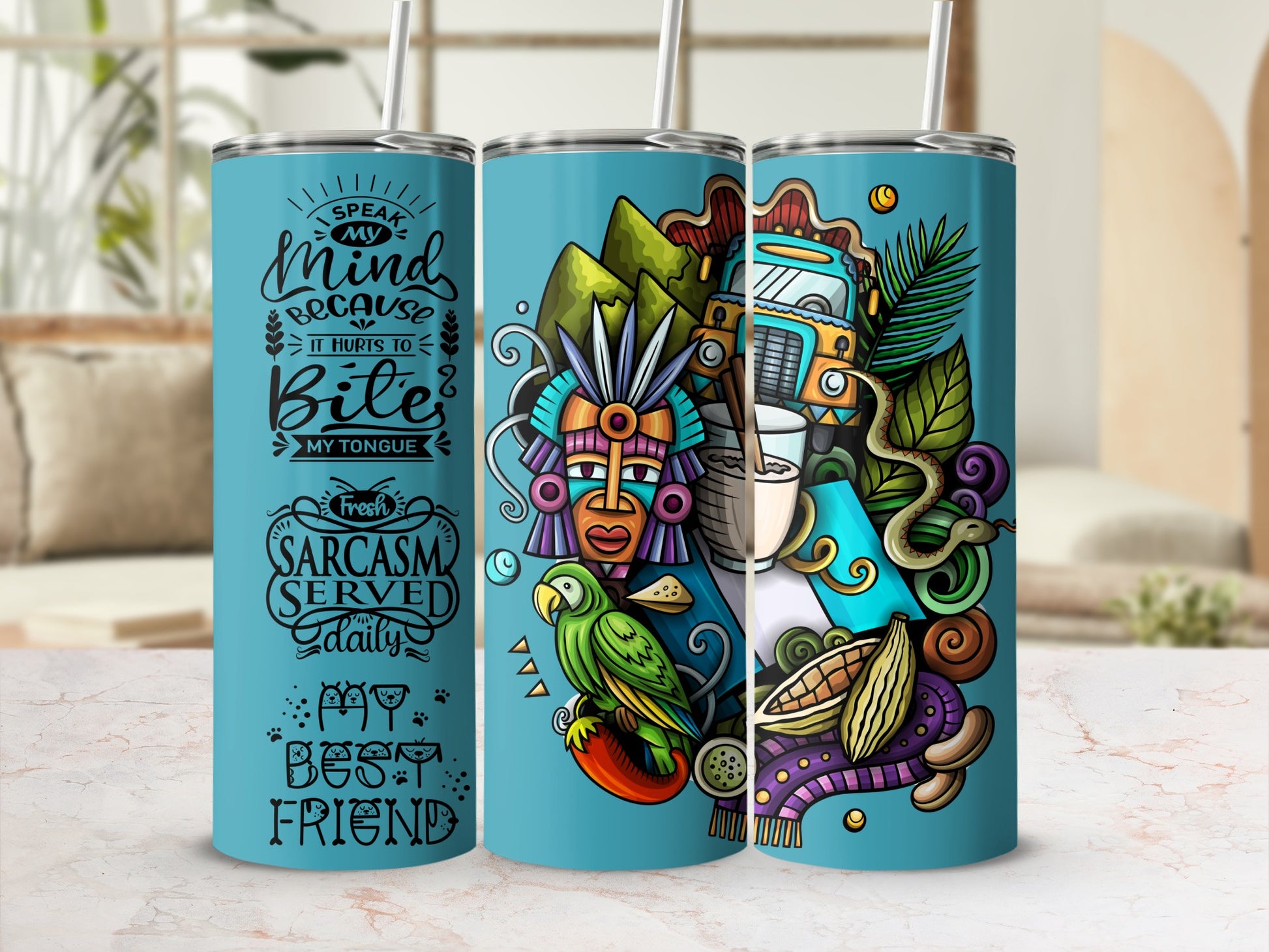 Colorful Insulated Tumbler With Sarcasm Theme Design