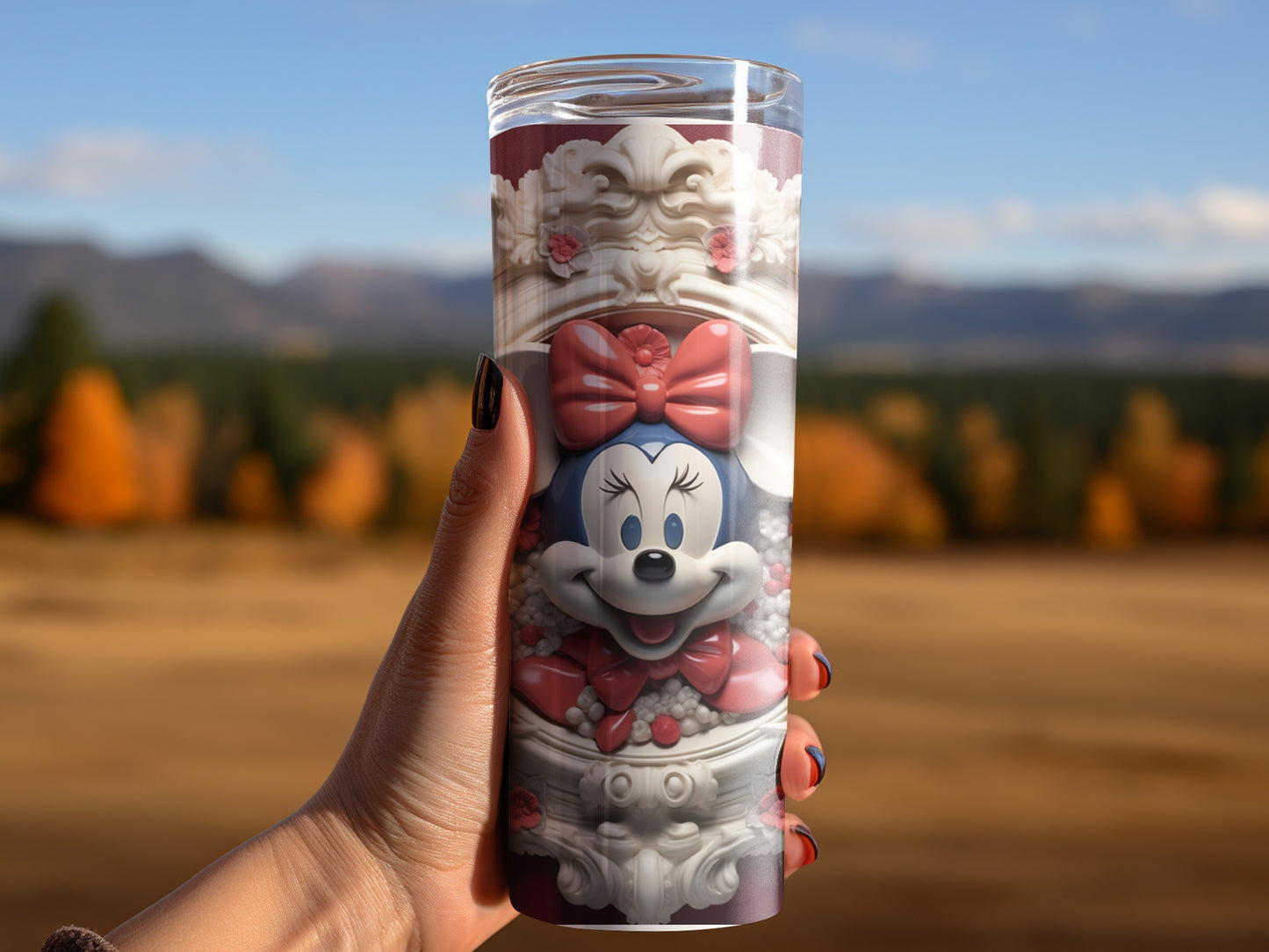 Minnie Mouse tumbler with intricate design for Disney fans