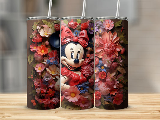 Minnie Mouse Floral Tumbler with Straw