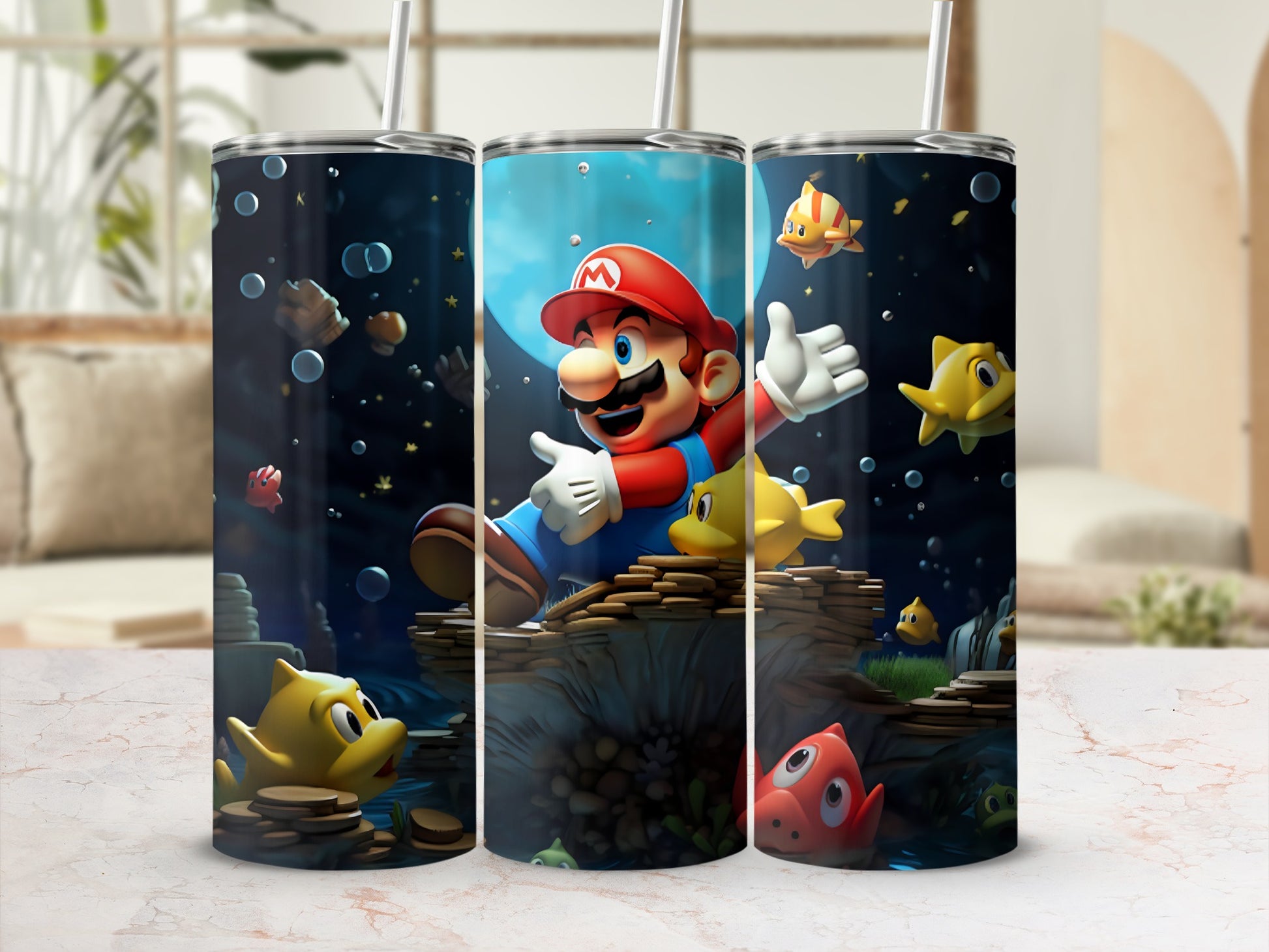 Fun Underwater World Tumbler With Iconic Game Characters