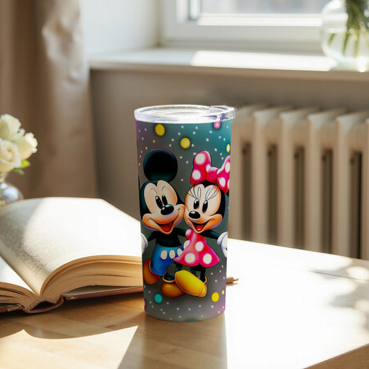 Cute Mickey and Minnie Mouse illustration tumbler