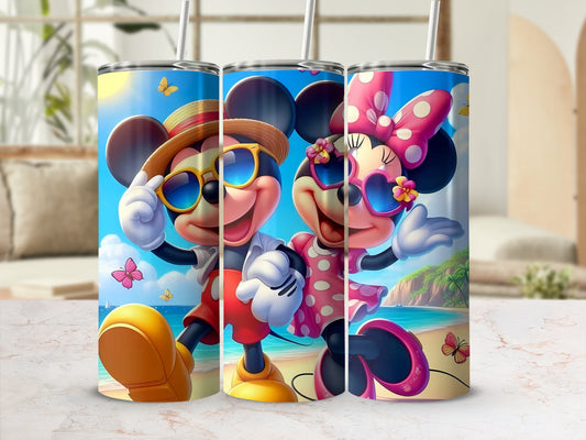 Cartoon Beach-Themed Design Stainless Steel Tumbler
