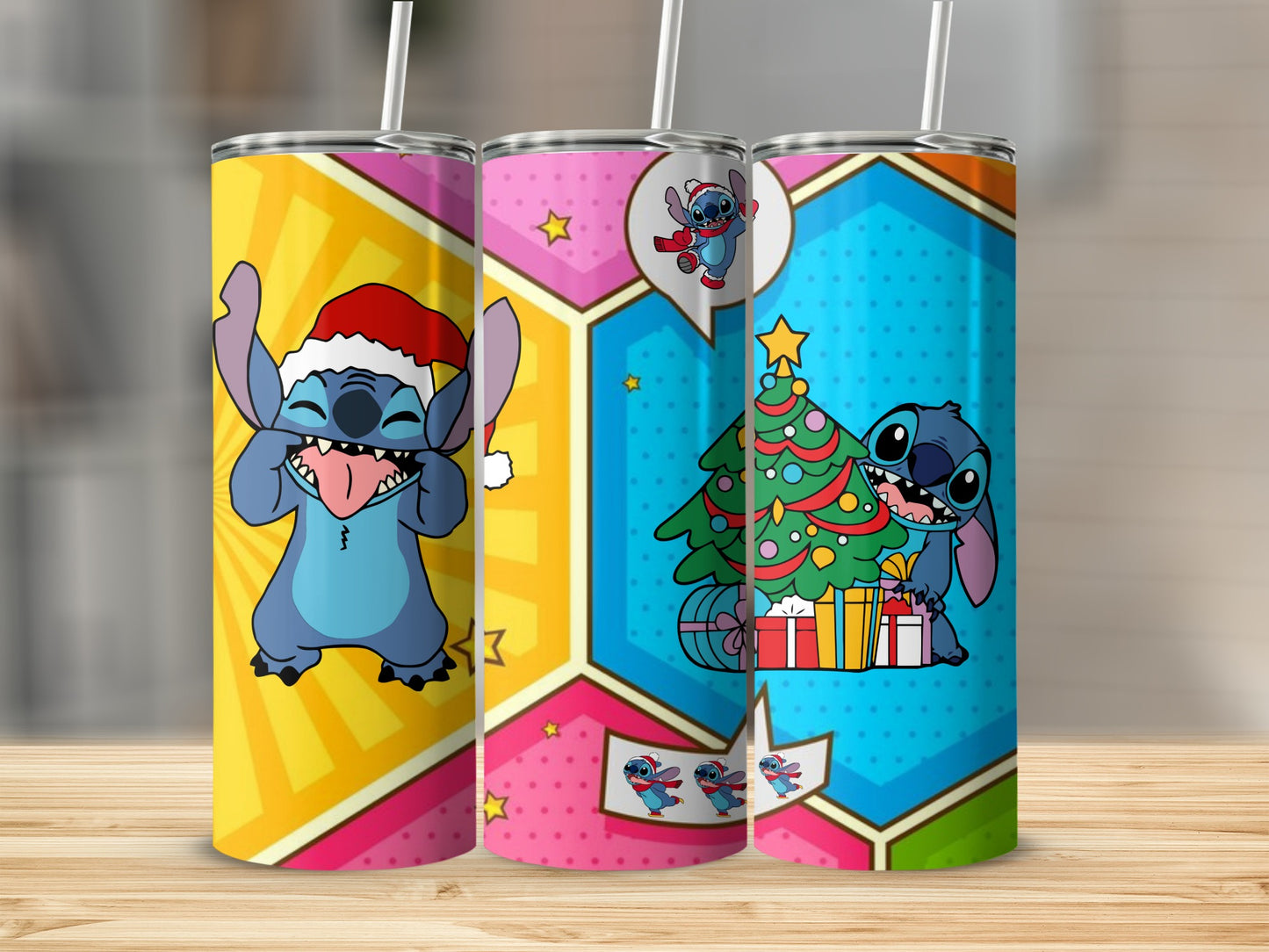 Colorful Character Holiday Design Tumblers