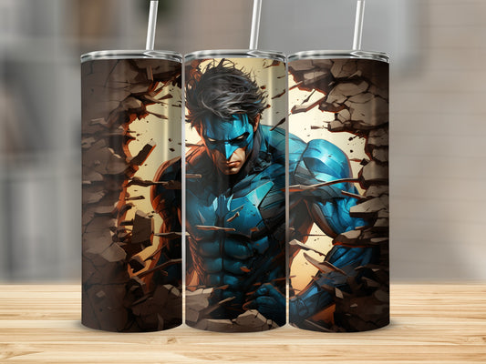 Superhero Breaking Through Wall Tumbler Design