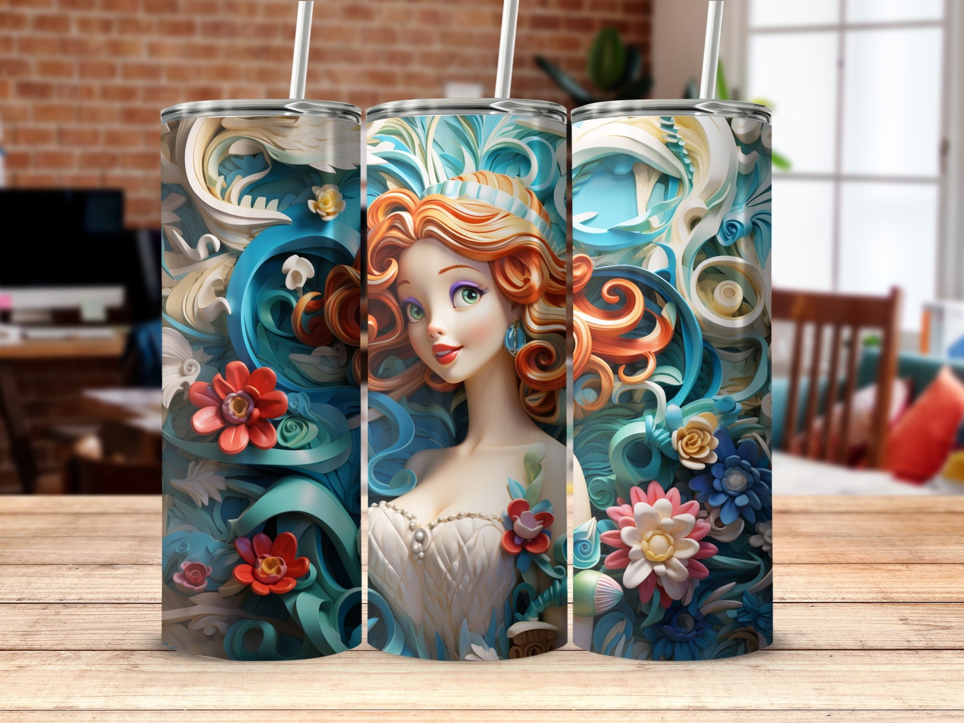 Intricate Floral and Fantasy Art Insulated Drinkware