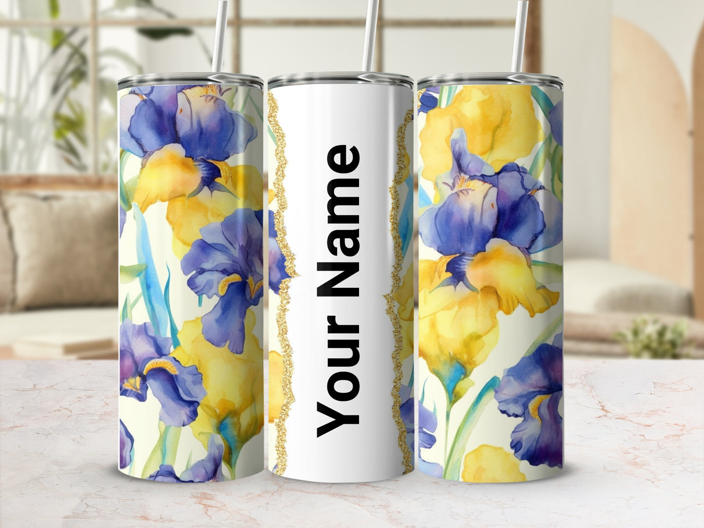 Personalized Floral Watercolor Design Tumbler