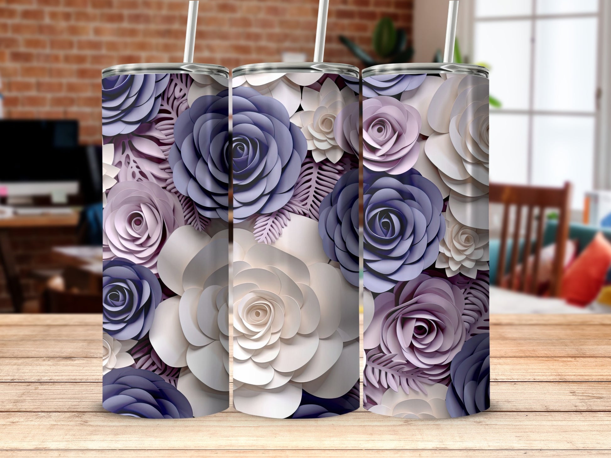Beautiful Purple and White Floral Tall Tumbler