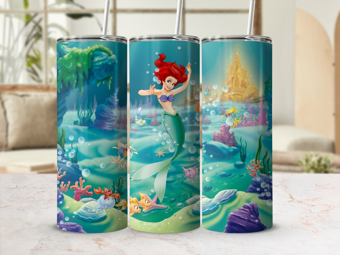 Underwater Princess Fantasy Scene Tumbler Cup
