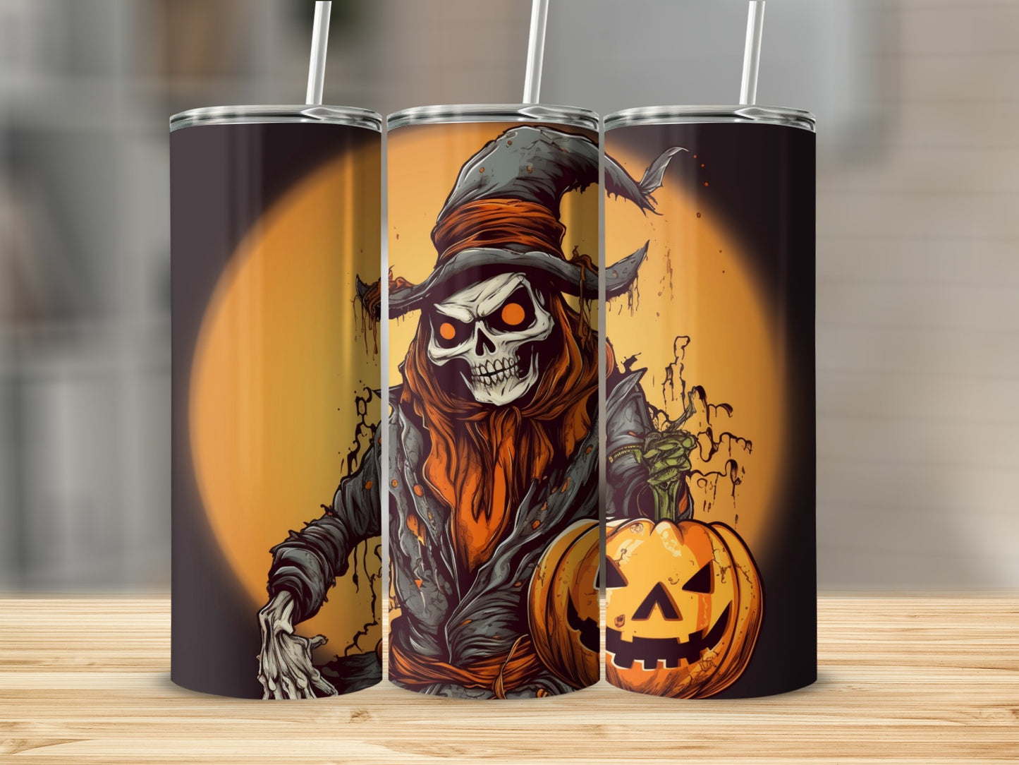 Spooky Skeleton Halloween Full-Moon Tumbler Product