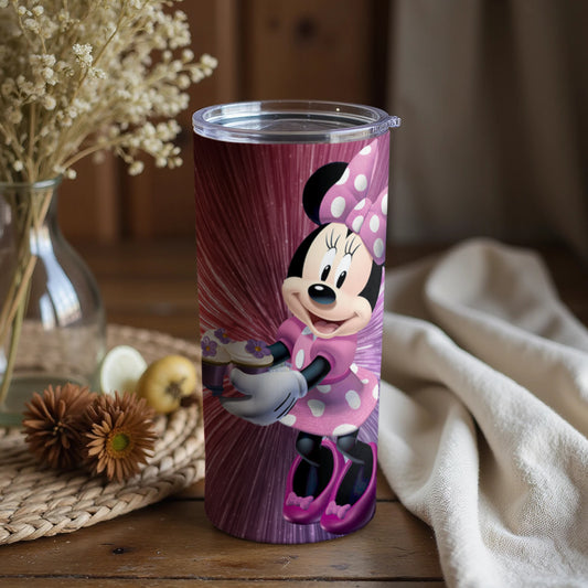 Mickey Mouse Purple Tumbler with Floral Background