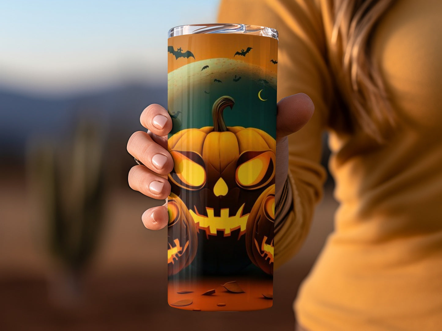 Spooky Halloween Pumpkin Design Travel Mug