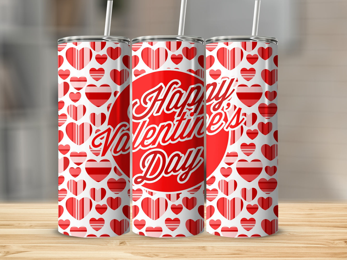 Happy Valentine's Day Red Heart Design Tumbler