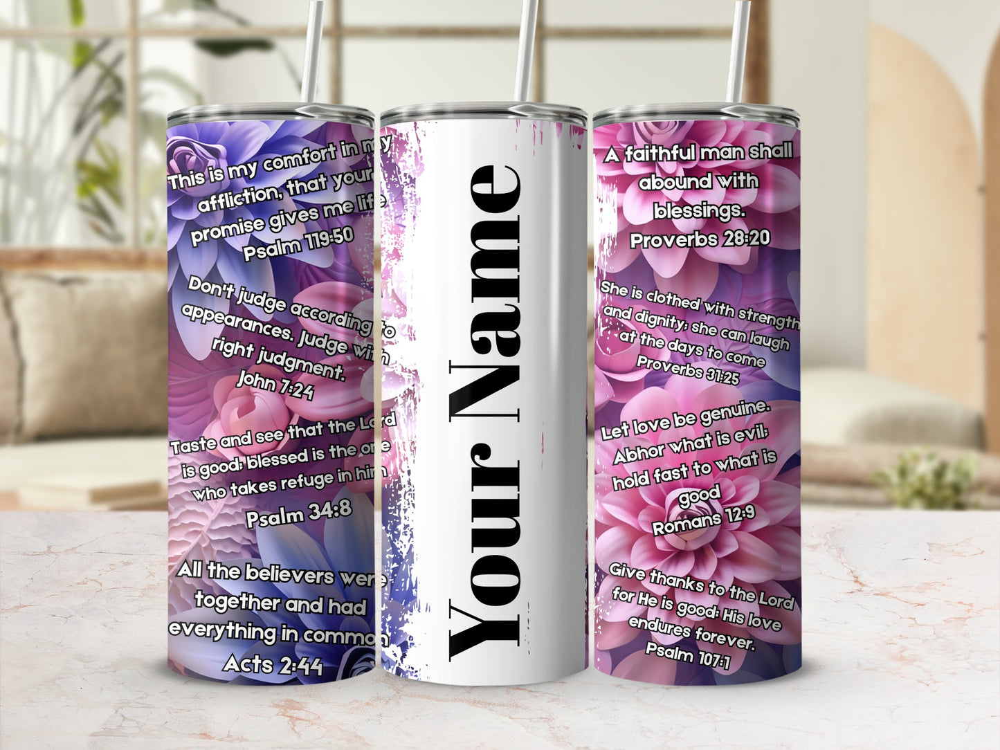 Personalized Christian Bible Verses Tumbler Gift Cups