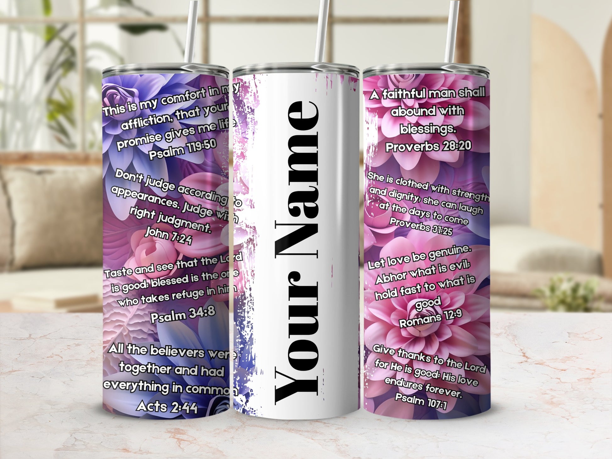Personalized Christian Bible Verses Tumbler Gift Cups
