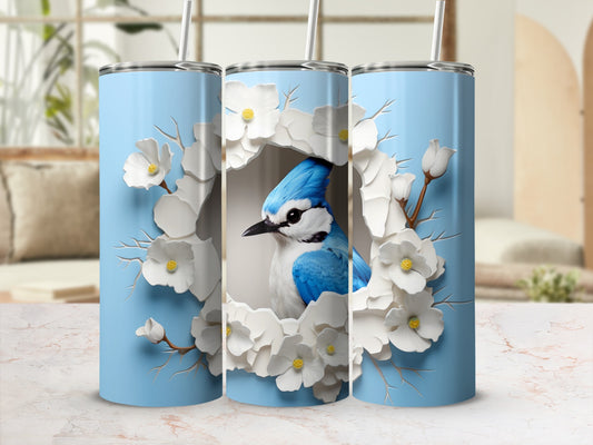 Blue Jay White Flowers Light Blue Bird Wreath product type