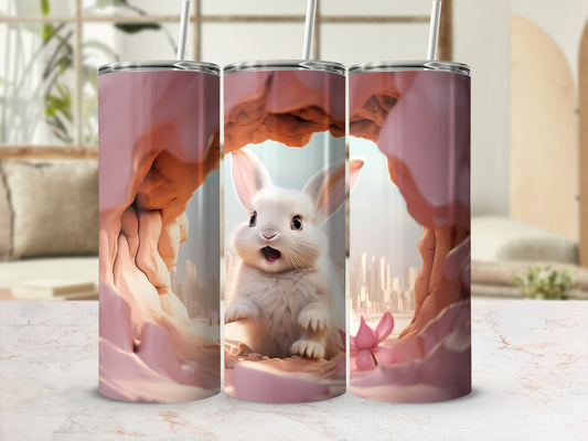 Adorable Bunny in Cave Design Tumbler Decorative Cup