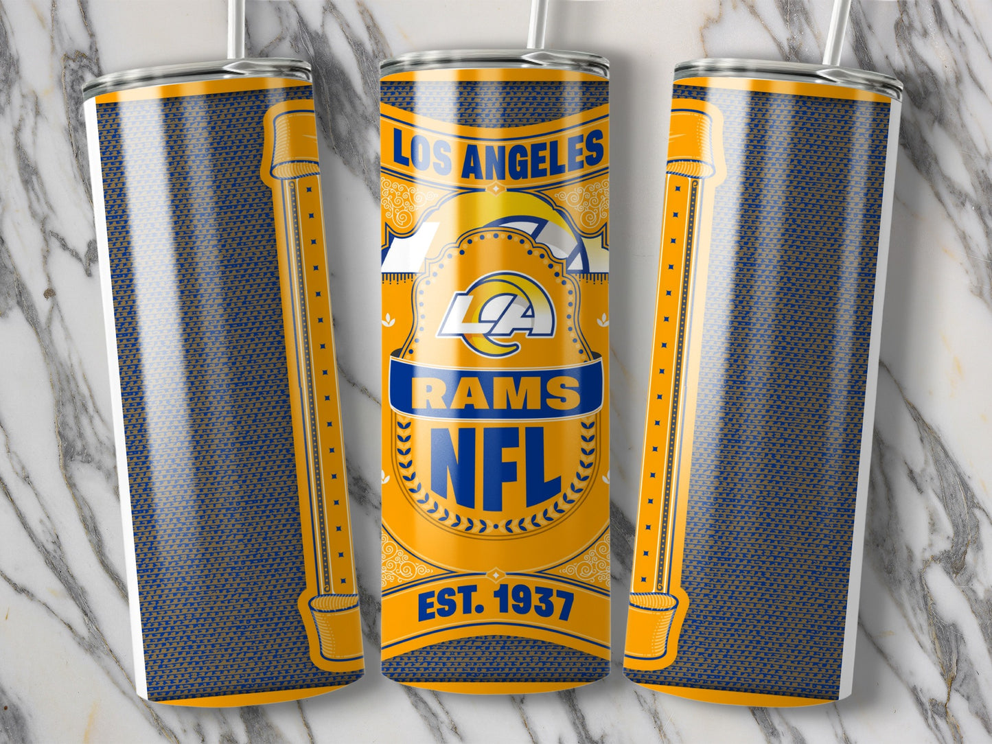 Los Angeles Rams NFL Est 1937 Distressed Logo Tumbler