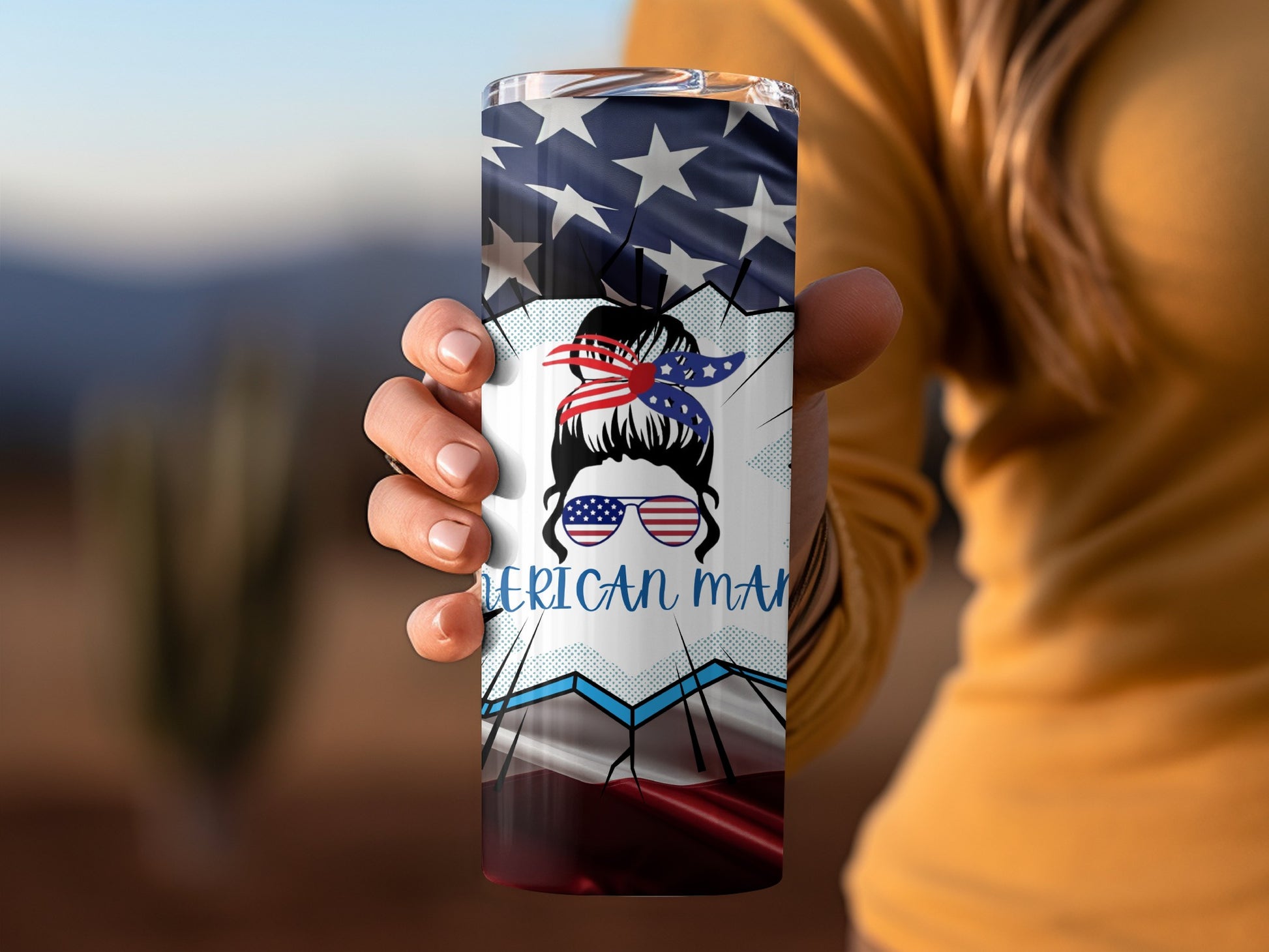 Patriotic American Mama Insulated Drink Tumbler
