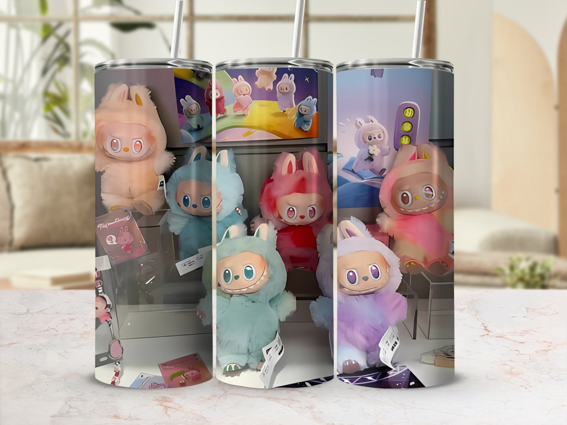 Adorable Animal Cartoon Characters on Tumbler Cups