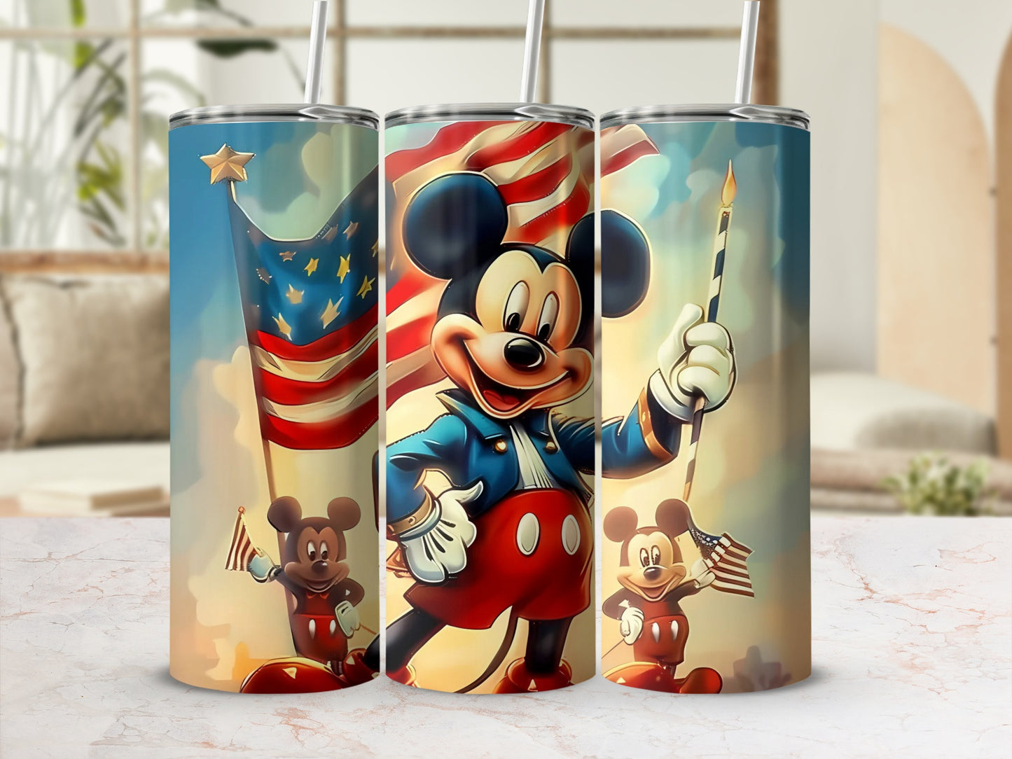Patriotic Disney Character Themed Drinkware Tumbler