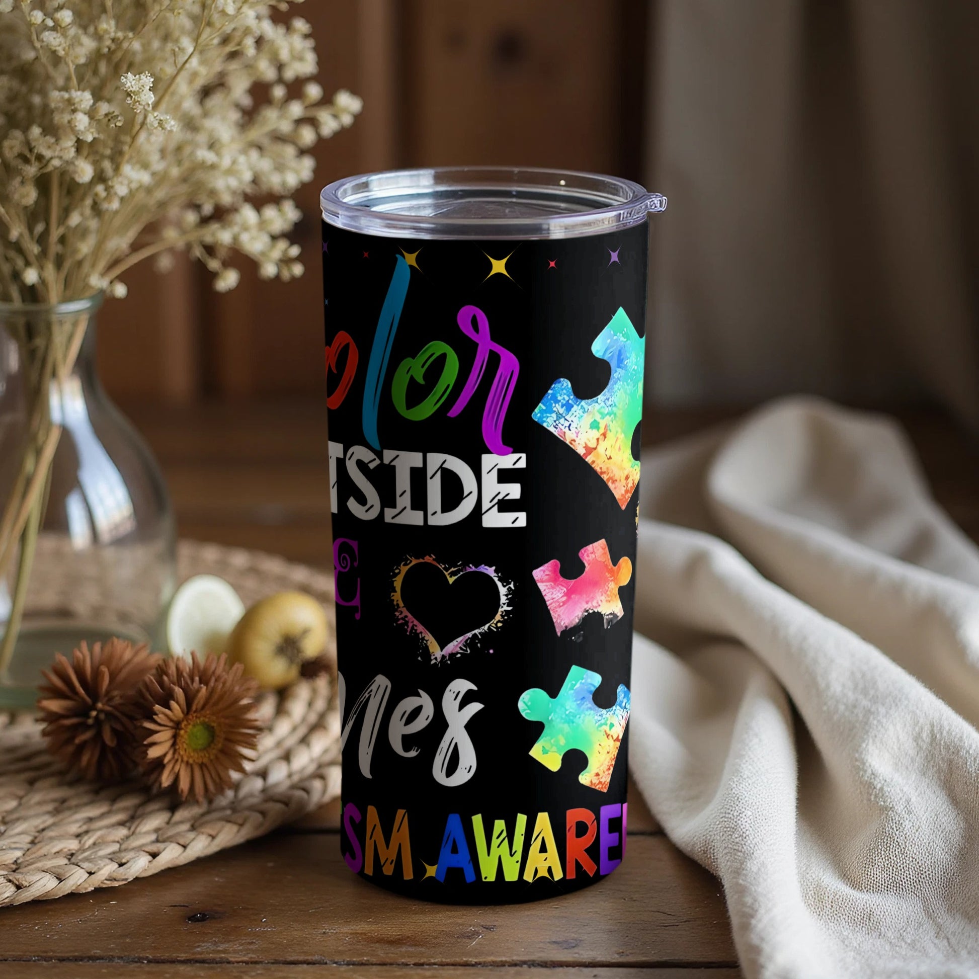 Color Outside the Lines Autism Awareness Tumbler