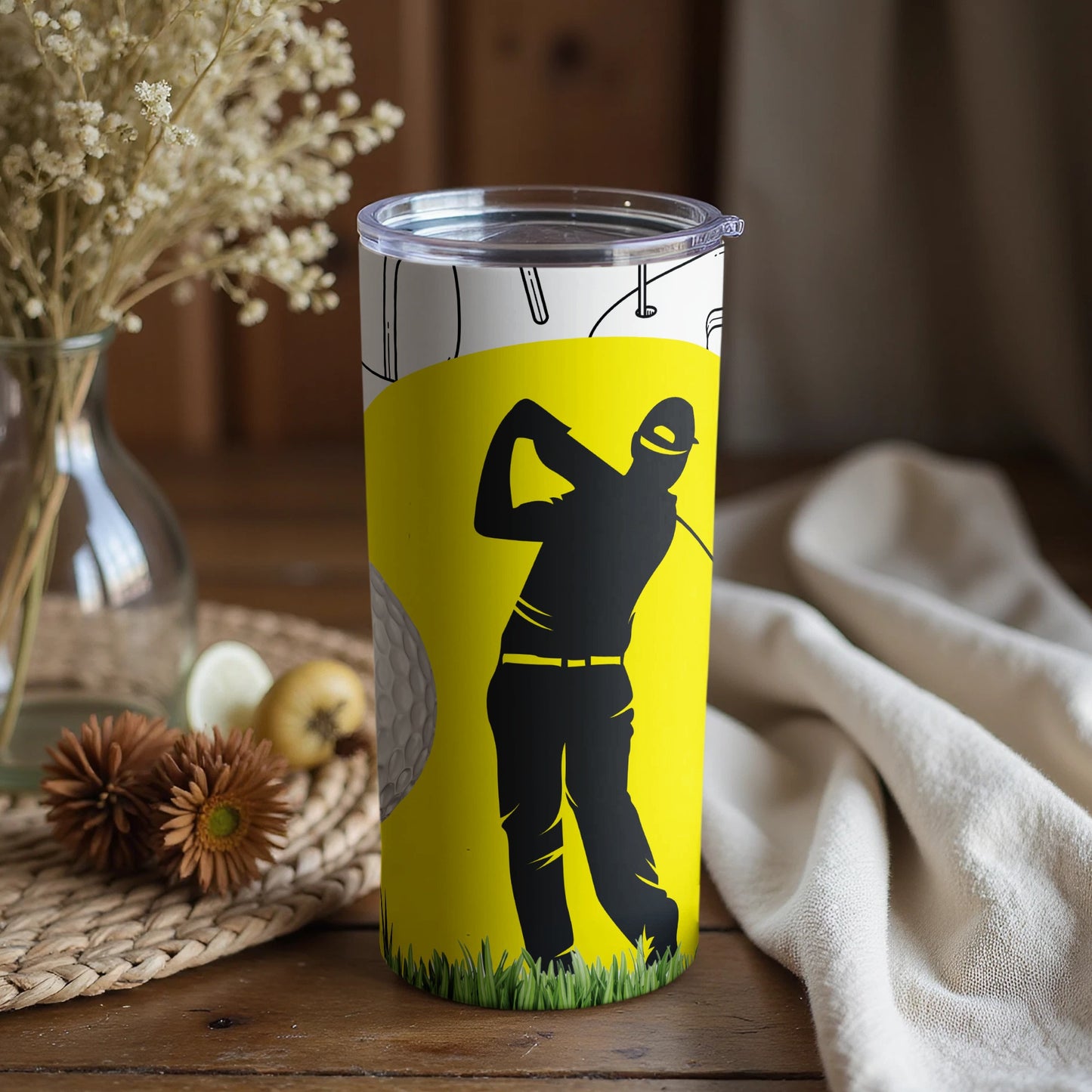 Yellow Golf Silhouette Tumbler for Golf Enthusiasts