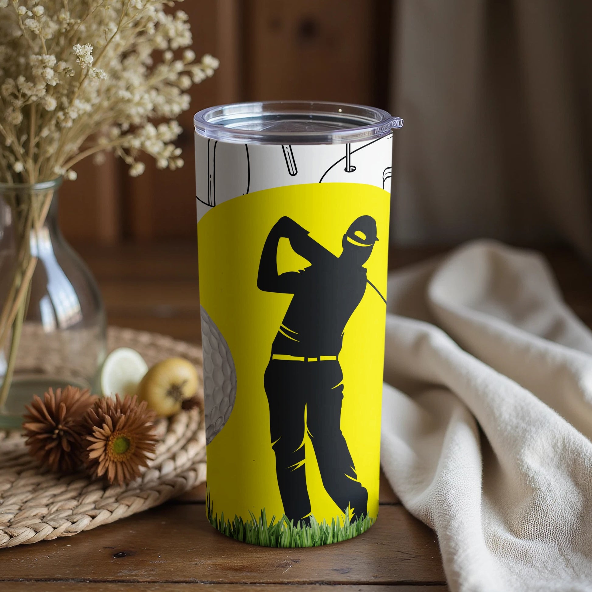 Yellow Golf Silhouette Tumbler for Golf Enthusiasts